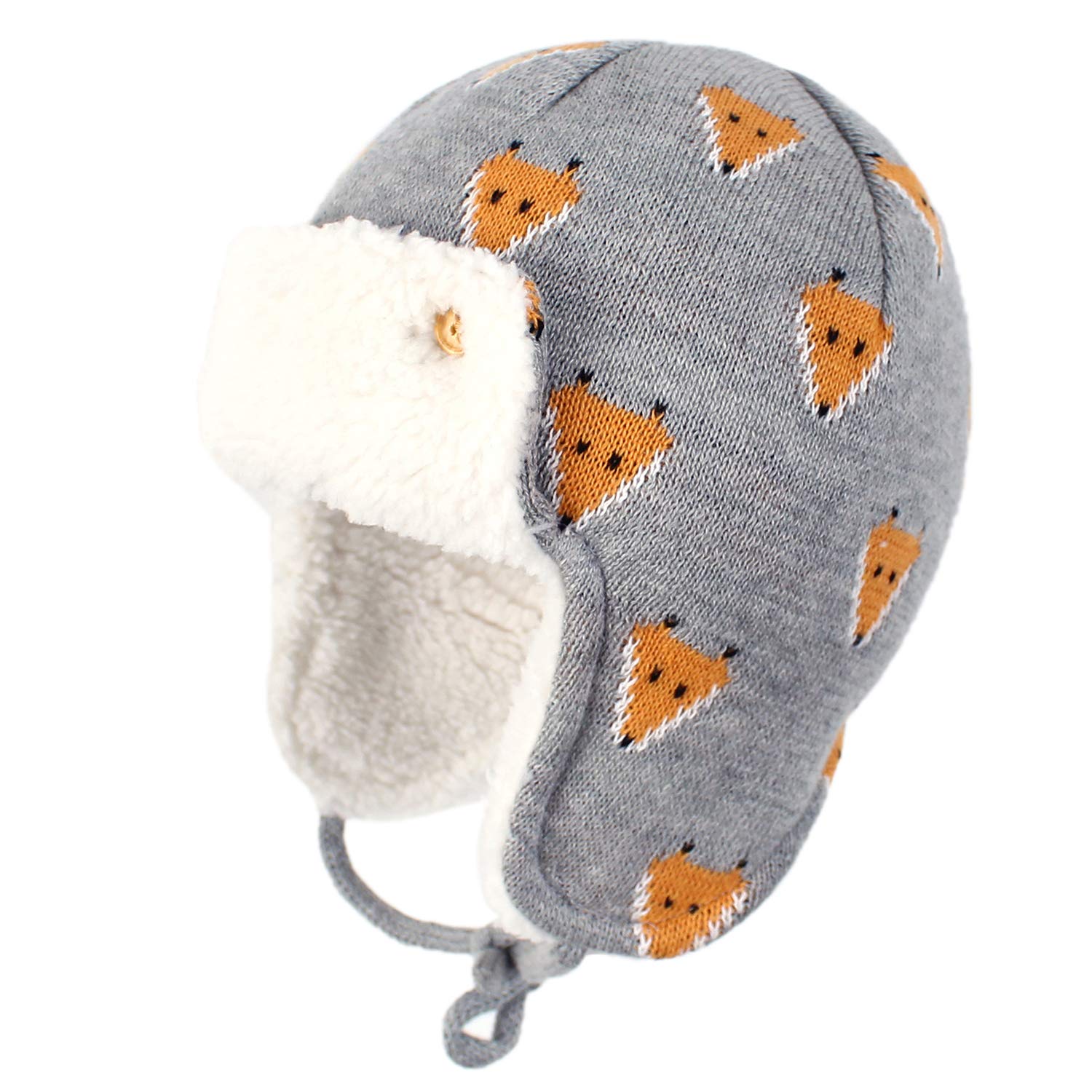 Zando Baby Boy Sherpa Lined Warm Fleece Pilot Hat Infant Toddler Winter Hat Mitten Set