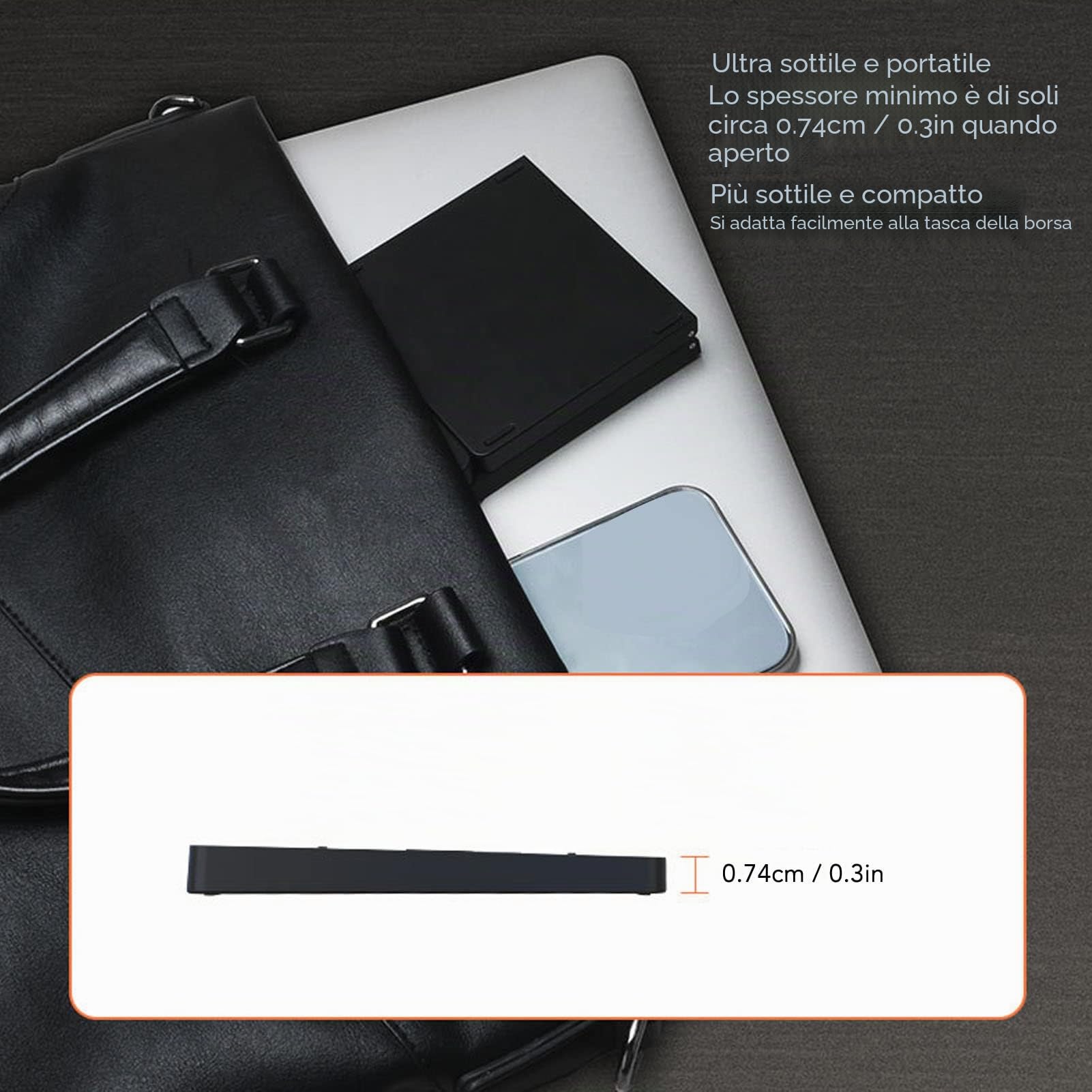 VBESTLIFE Tastiera Bluetooth Pieghevole, Tastiera Wireless Mini BT Portatile Ultra Sottile a Grandezza Naturale da 81 Tasti, Porta di Tipo C, per Android, per , PC, Tablet