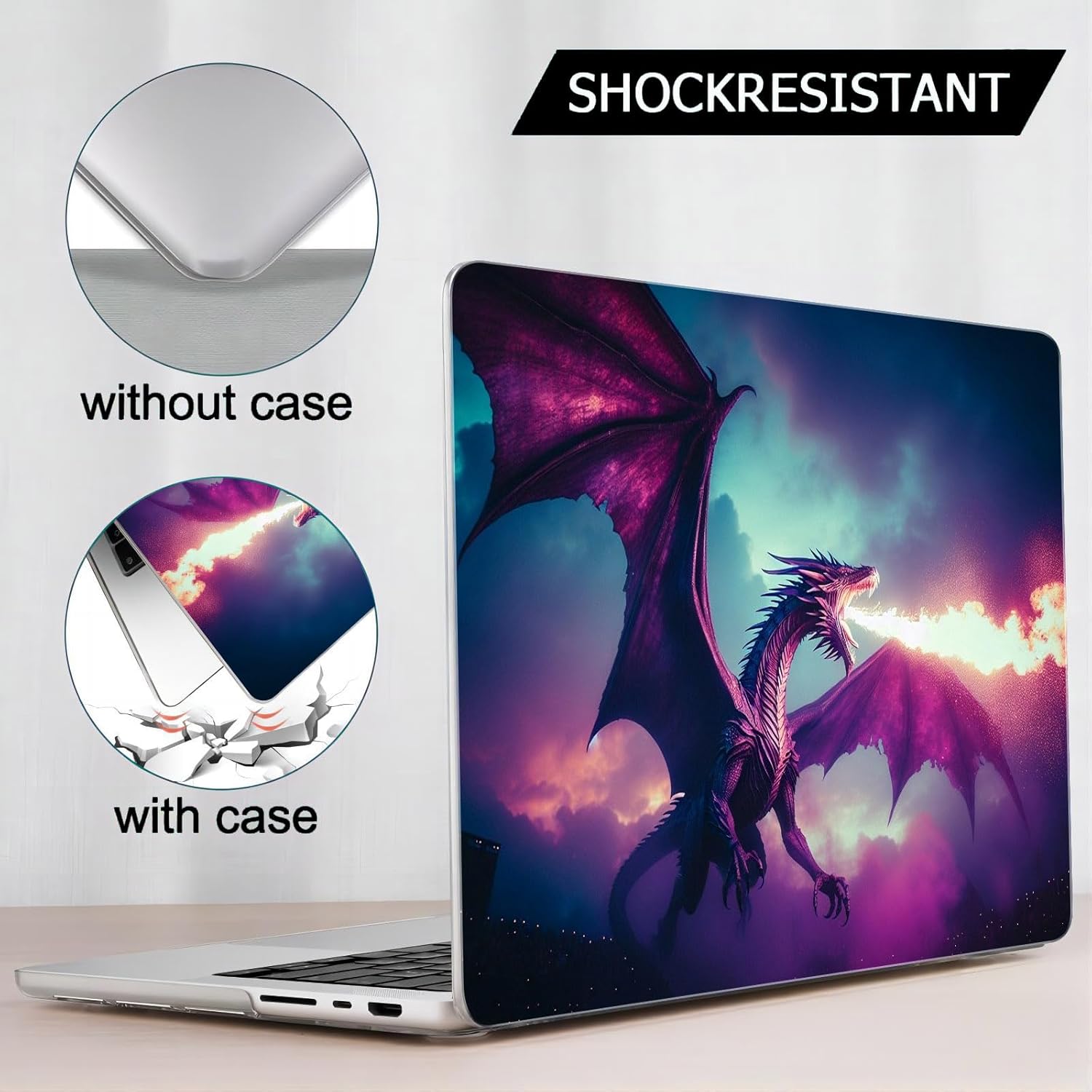 Compatible MacBook Air 13.6-inch, Model A2681 A3113 A3240, Hard Shell Case and Keyboard Cover and Screen Film, Dragon AC10171