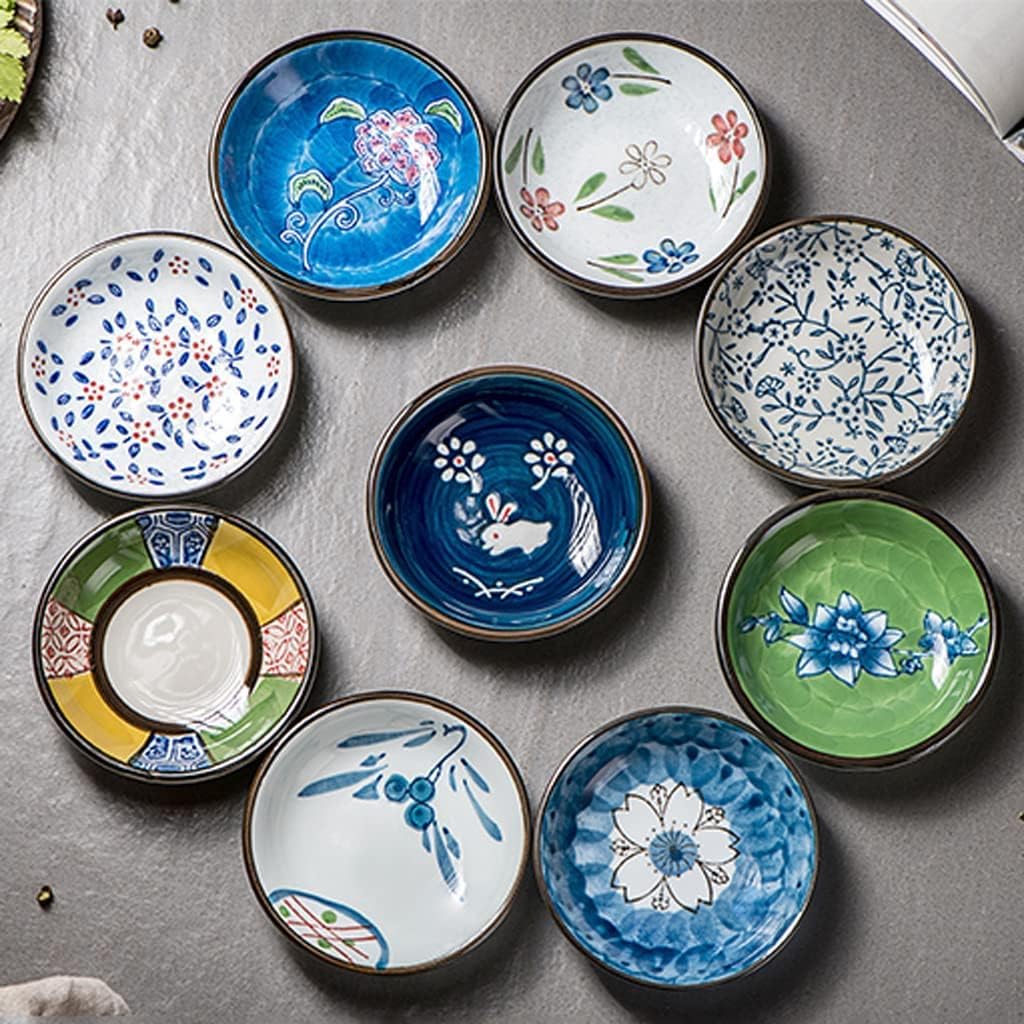 醤油皿 薬味皿 醤油料理セラミックソース料理ボウル酢塩スナック小調味料プレート 小鉢 デザート皿(2,With six trays)