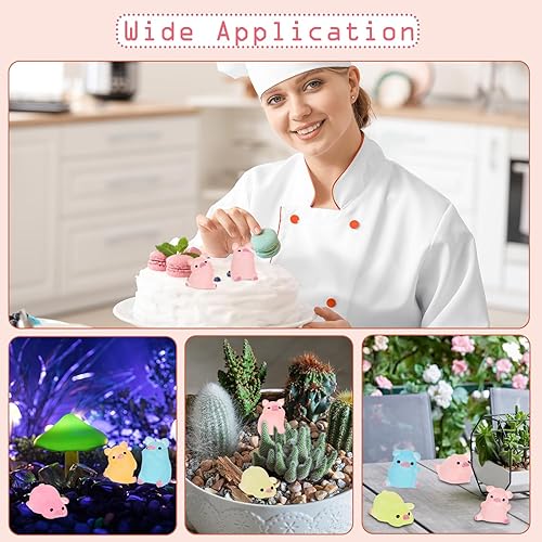 Miniatura 7 de DREMISI 18 piezas de mini cerdos luminosos de resina, decoración de jardín de hadas, paisaje, acuario, decoración de plantas en maceta, adornos que