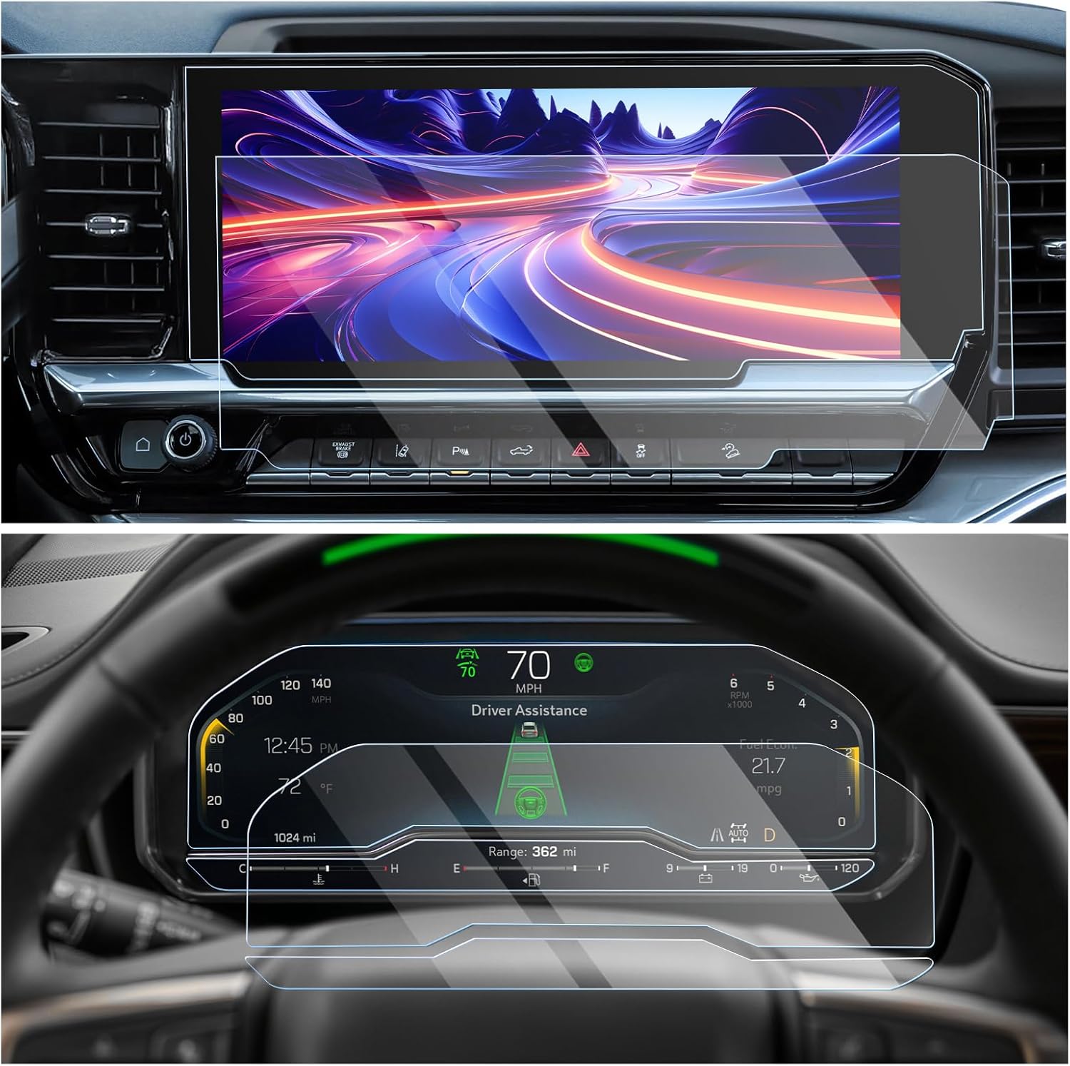 CDEFG 6Pcs Anti Reflection Screen Protector for 2022-2025 2026 Silverado Sierra 1500/2024 2025 Sierra 2500HD 3500HD Truck Accessories, Anti Glare HD Nano Screen Cover