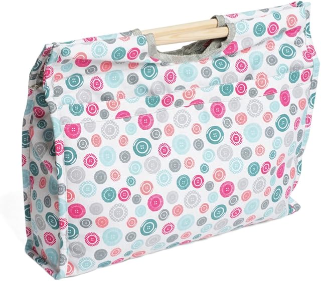 HobbyGift MR4687/192 | Scattered Buttons Craft Bag/Wooden Handles | 11x42x31½cm