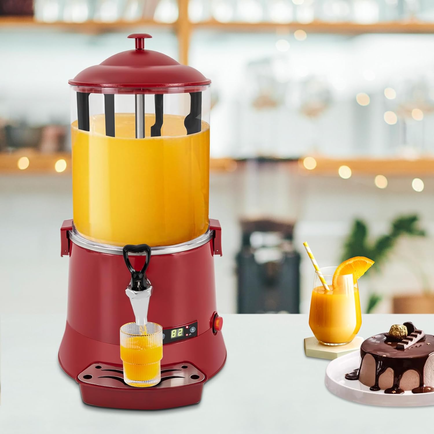 10L Commercial Chocolate Melting Machine with Temperature Control - Hot Chocolate Maker & Beverage Warmer for Coffee, Milktea 110V-Red