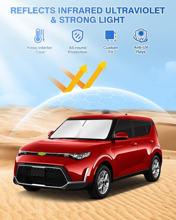 Canvcle Window Shades for Kia Soul 2020-2025 2026 Accessories Windshield Sun Shade Side Rear Window Covers Sunshade Sun Visor Shield Privacy Protection Keep Vehicle Cool Black 6PCS by Canvcle - Image 2