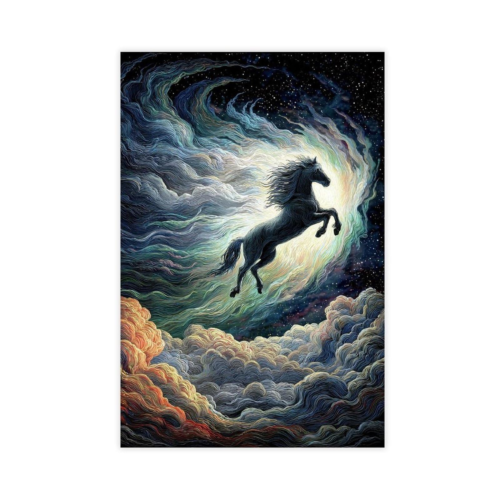 MRYCQ Mythical Horse Cosmic Journey Poster Canvas Poster for Living Room Decor Gift