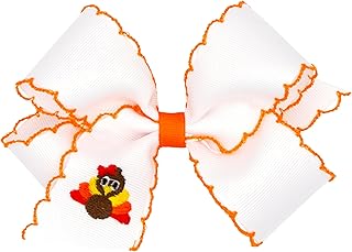 Wee Ones Girls Moonstitch Embroidered Bow, Turkey, Medium