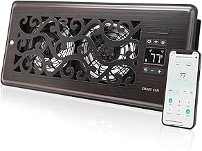 Vent Fan Booster 4" x 10" Quiet Register Booster Fan with Upgraded Thermostat Control - Charleston Design - Enhance Airflow for Heating, Cooling in Room - Oil Rubbed Bronze
