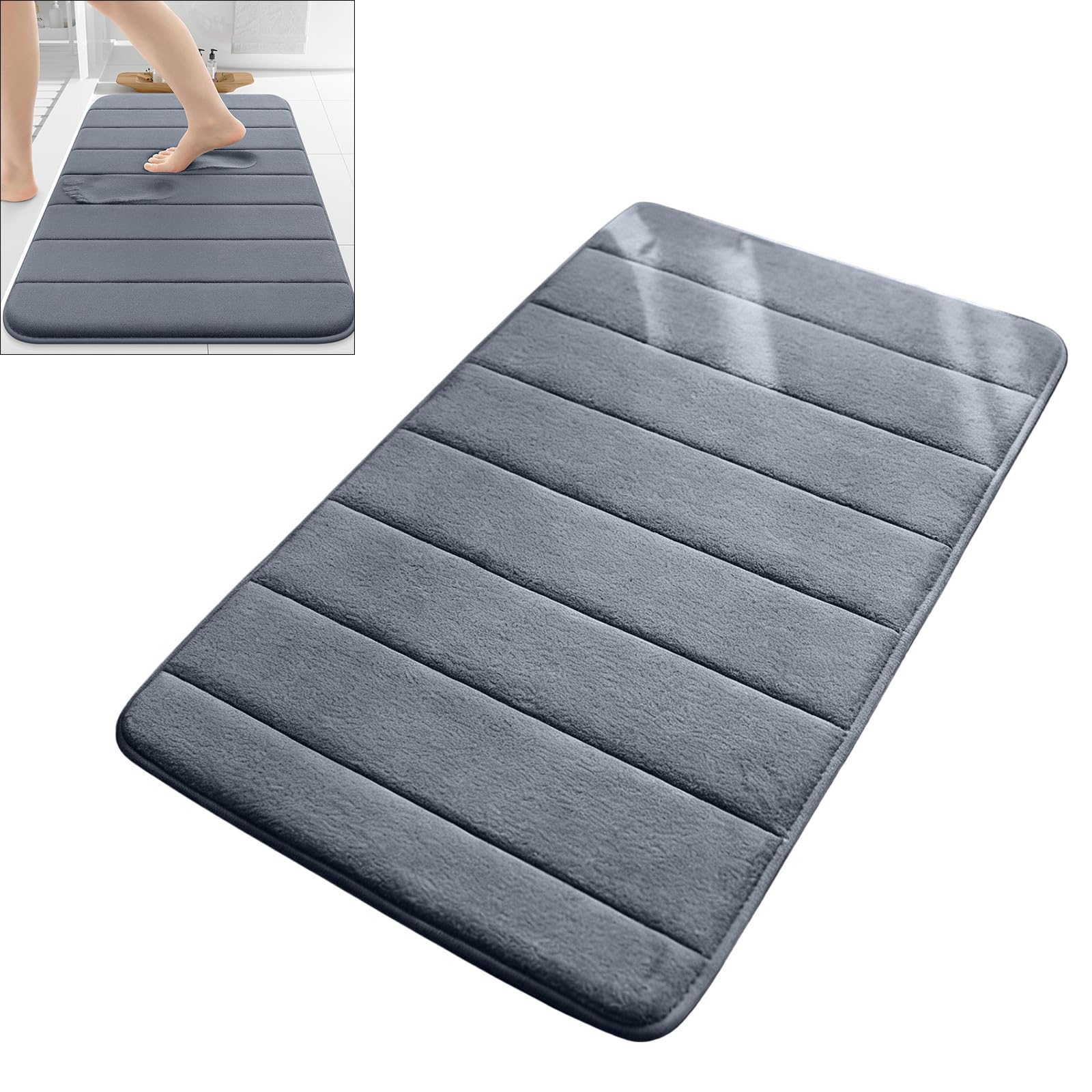 Juego de 2 alfombrillas de baño antideslizantes de poliéster de secado rápido, fáciles de limpiar, lavables a máquina, para el hogar, alfombras de ducha suaves y ausentes