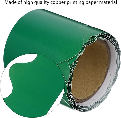 Miniatura 6 de Borde de pizarra de 16 pies, borde de tablón de anuncios verde para aula, borde enrollado festoneado para tablero de corcho para aula, tablero de