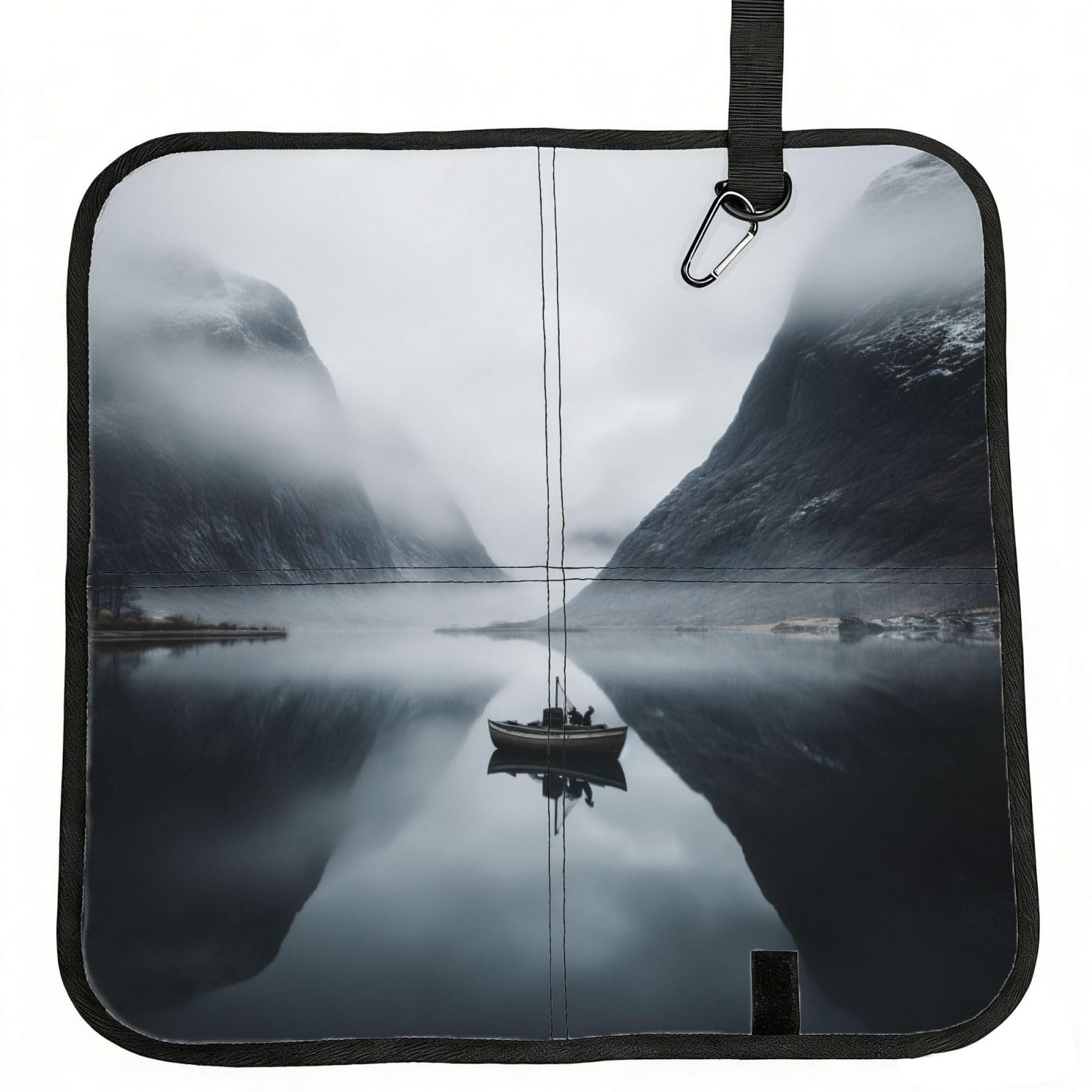 YGLHBDPBF Mountain Lake Boats Print Camping seat cushion,Foldable Sitting Pads,Save Backpack Space for Hiking