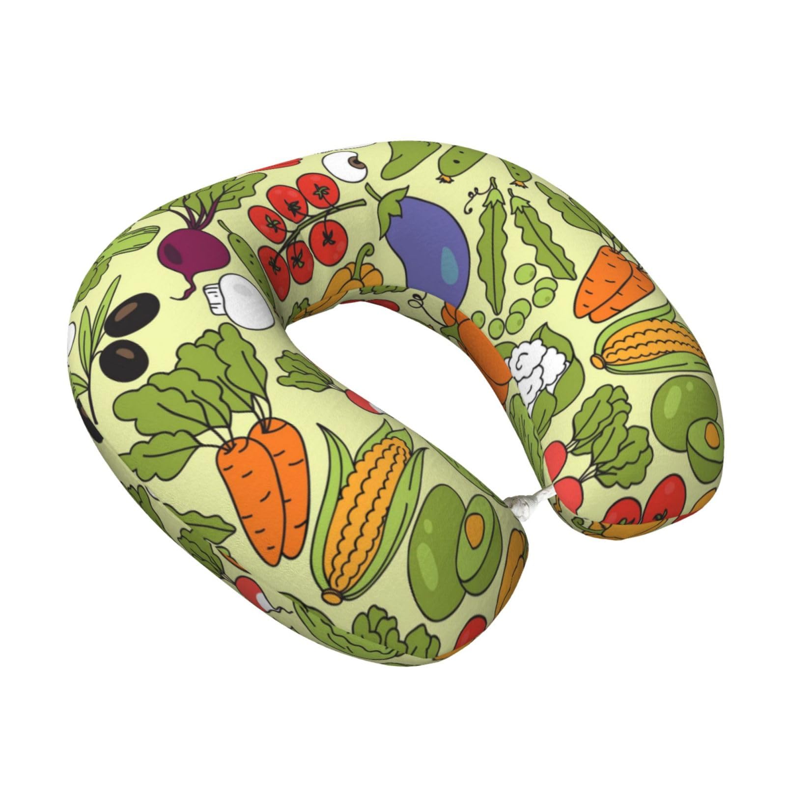 LKYMOH Various Vegetable Patterns, Travel Neck Pillow U-Shaped Memory Neck Support Soft Comfortable With Washable Cover For Airplane Car Traveling and Office