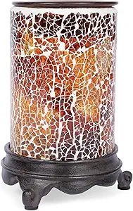 VP Home Wall Plug-in Wax Warmer for Scented Wax Mosaic Glass Glowing Amber Electric Home Fragrance Warmer for Essential Oils Candle Wax Melts and Tarts Scent Warmer Night Light