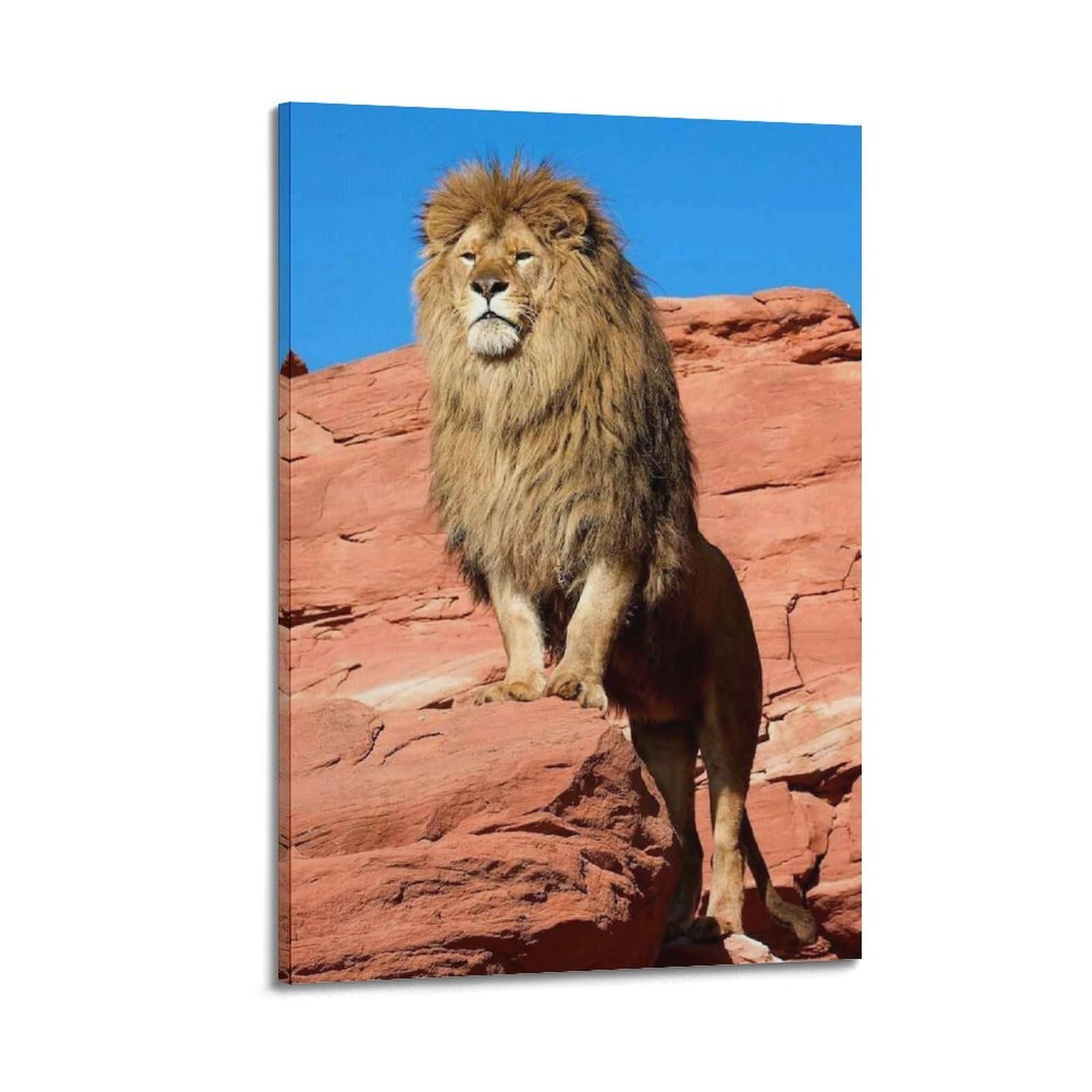 Xkuga Boys Frame-Style African Lion Poster Nature Wildlife Savannah King Roaring Modern Decorative Canvas Prints - Ideal Wall Art For Family, Man Cave, Game Room, & Girls Bedroom 24X36inch(60X90cm)