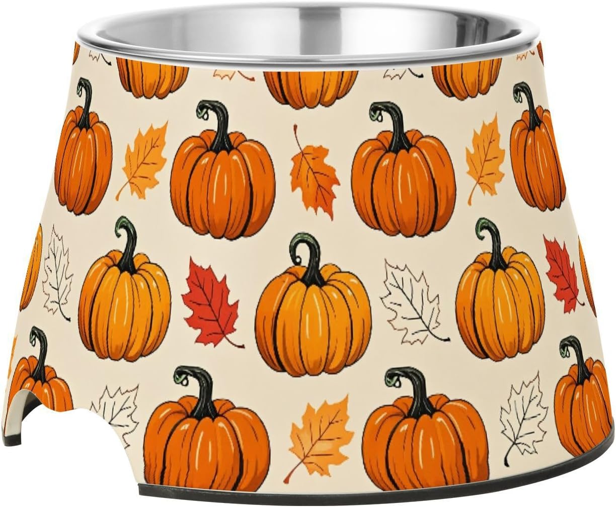 Autumn Fall Maple Leaves Pumpkin Thanksgiving Pet Bowl Elevated Dog Bowls with Stainless Steel, Raised Dog Bowl for Comfortable Feeding and Easy Cleaning, for Pets.23300960