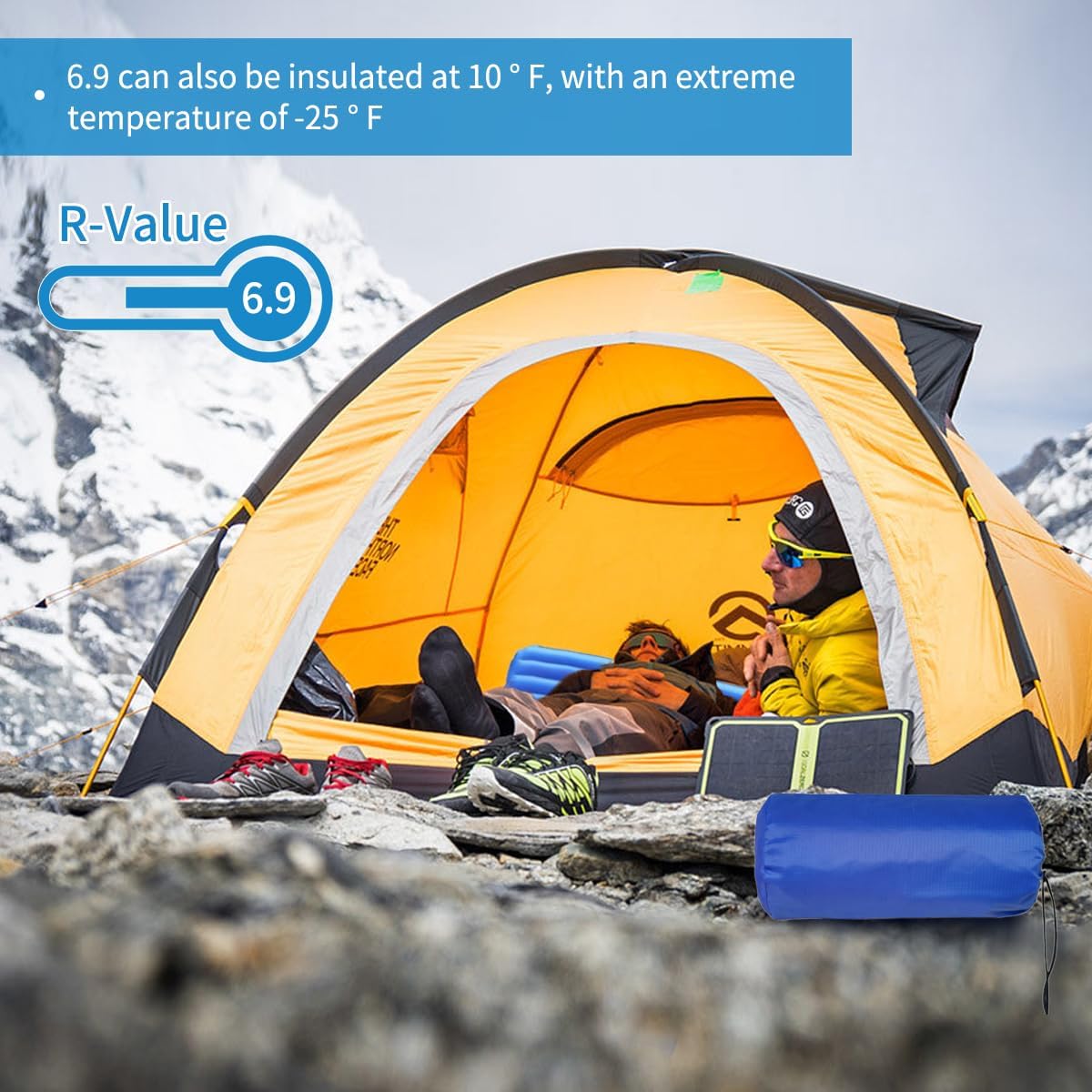 Cold Weather Sleeping Pad, Insulated Sleeping Pad R Value 6.9, Backpacking Sleeping Pad for Camping Cold Weather