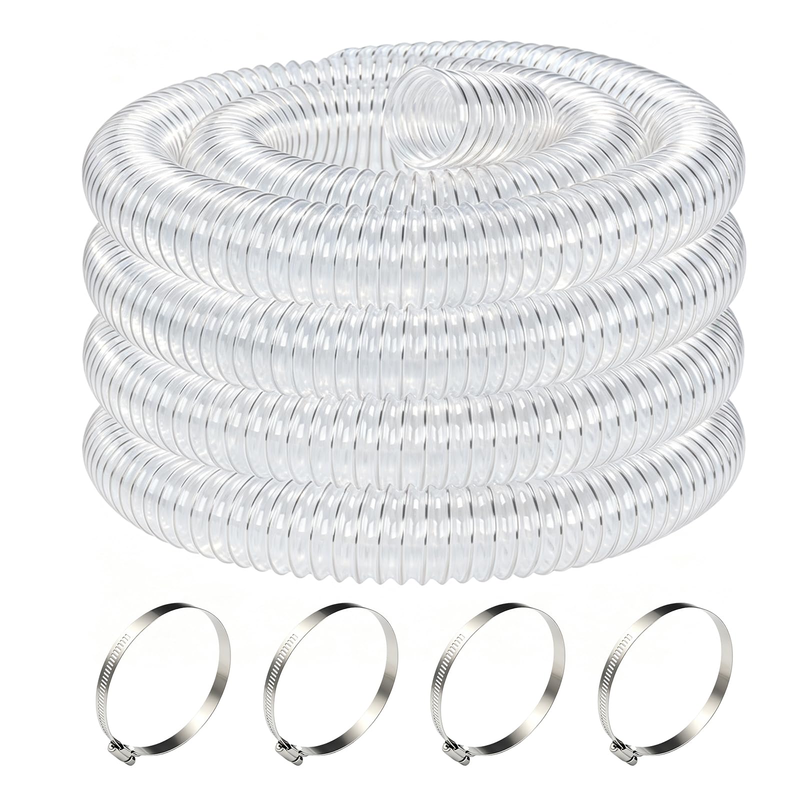 Tubo per aspirapolvere, 50 mm, trasparente, in PVC trasparente, tubo di aspirazione
