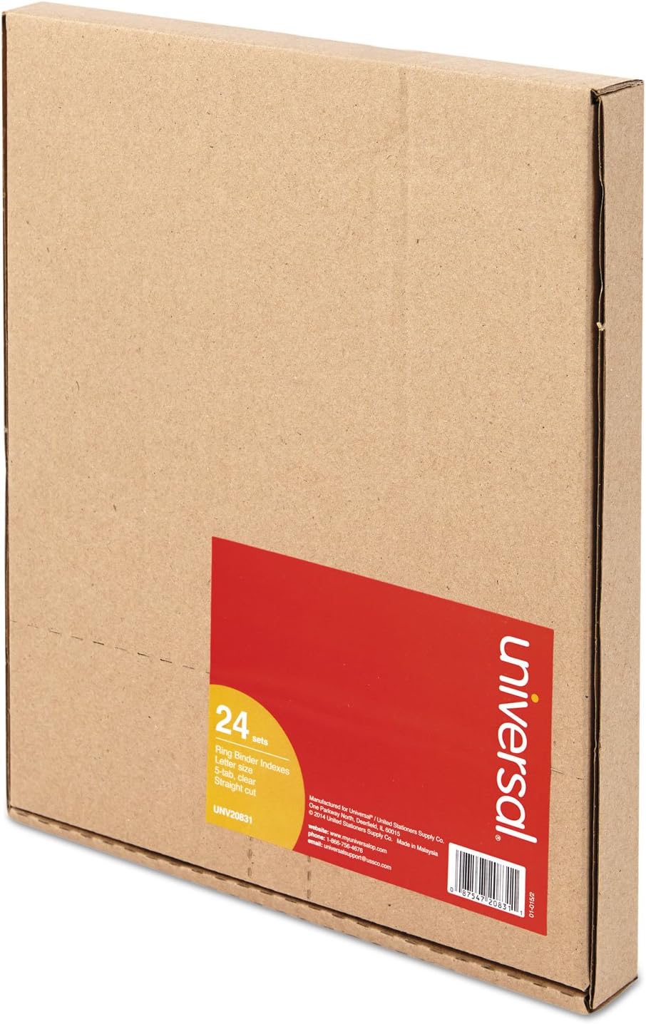 Universal 20831 Economical Insertable Index, Clear Tabs, 5-Tab, Letter, Buff, 24 Sets/Box