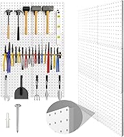 Vista 14 de Tablero de Clavijas, Paquete de 4 Paneles de Tablero de Clavijas de Metal Negro, Organizador de Pared con Marco Doblado, Tablero de Clavijas Grande