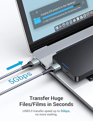 Miniatura 10 de AINOPE Cable USB a USB, cable USB 3.0 A a A macho, nunca se rompe, cable USB macho a macho, cable USB de doble extremo compatible con cajas de disco