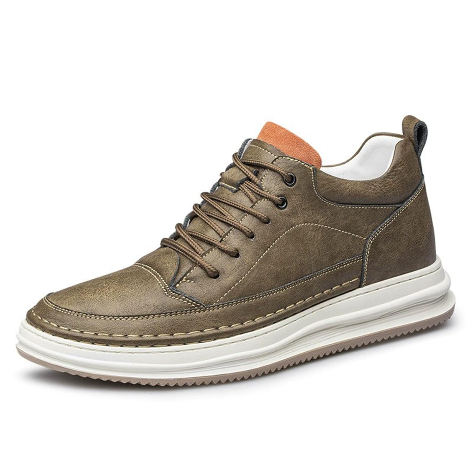 Men’s Height Increasing Shoes Leather Lace Up Elevator Sneakers, Hidden Lift Oxford Style Walking Shoes for Casual Walking Athletic