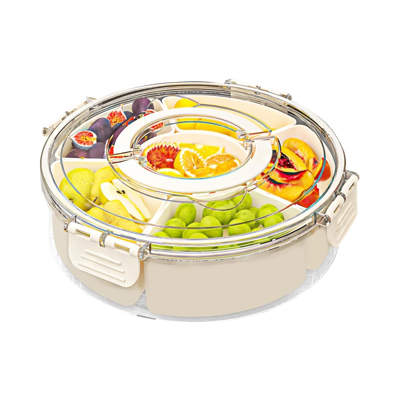 Boîtes à goûter divisées – Boîte de préparation des repas avec couvercle et poignée, plateau hermétique réutilisable pour bonbons, légumes, charcuterie, condiments et plus encore, parfaites pour les
