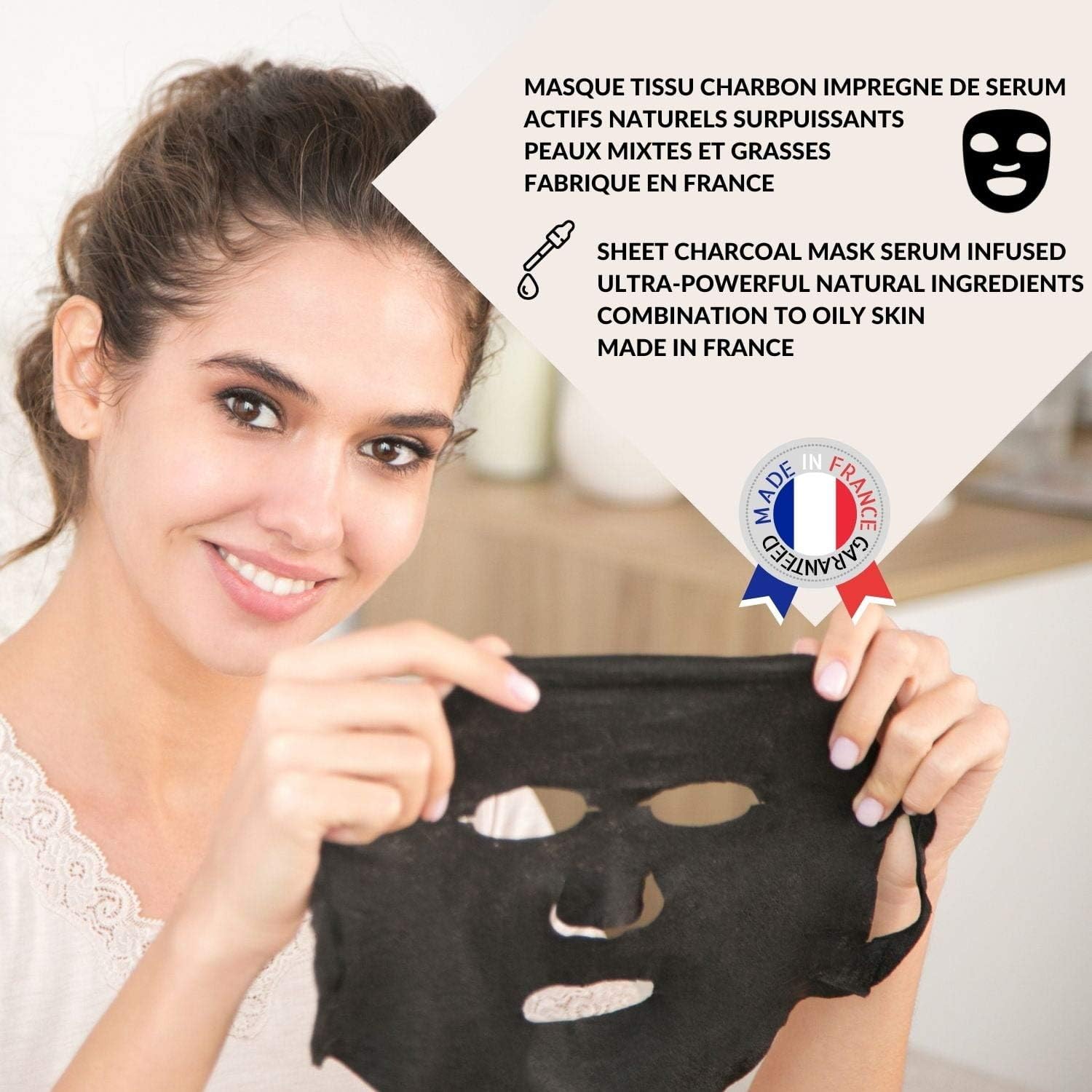 Littorelle, 5x Tissue Face Mask with Activated Charcoal and Nutrient-rich Serum, Made in France - Image 3