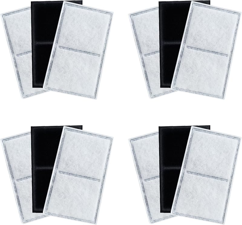 12 Pack Pet Fountain Premium Carbon Replacement Filters | Compatible with PetSafe Drinkwell Platinum, Multi-Tier, Everflow, Outdoor Dog Water Dispenser, Cat Fountain Charcoal Filters