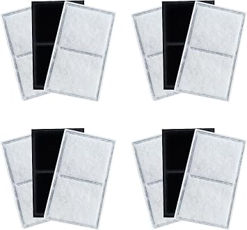 12 Pack Pet Fountain Premium Carbon Replacement Filters Compatible with PetSafe Drinkwell Platinum, Multi-Tier, Everflow, Outdoor Dog Water Dispenser, Dog Cat Water Fountain Charcoal Filters