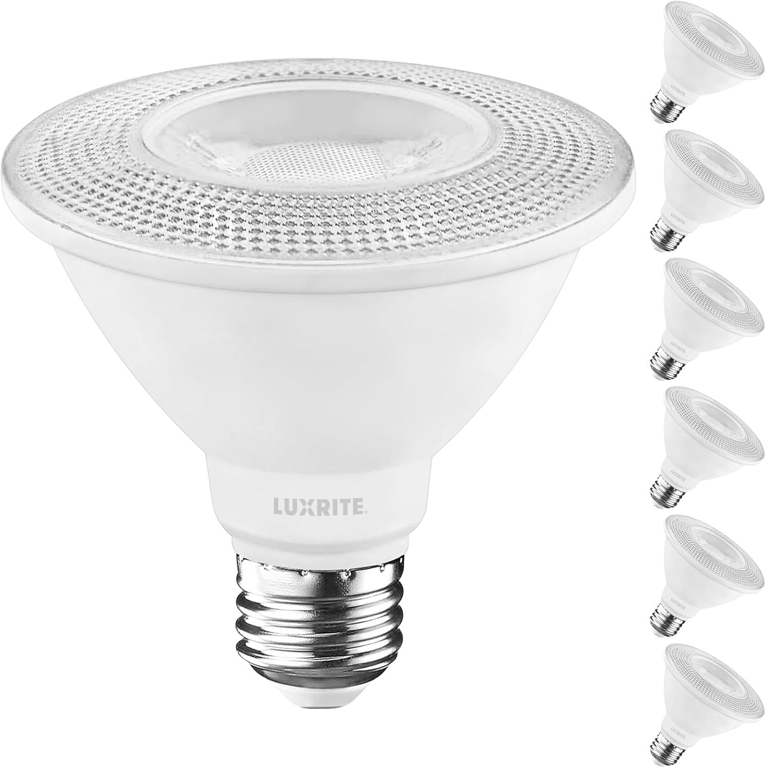 LUXRITE PAR30 Short Neck LED Flood Bulbs, 75W Eq 900 Lumens 2700K Warm White, Dimmable Spotlight E26 Damp Rated Indoor Outdoor 6 Pack