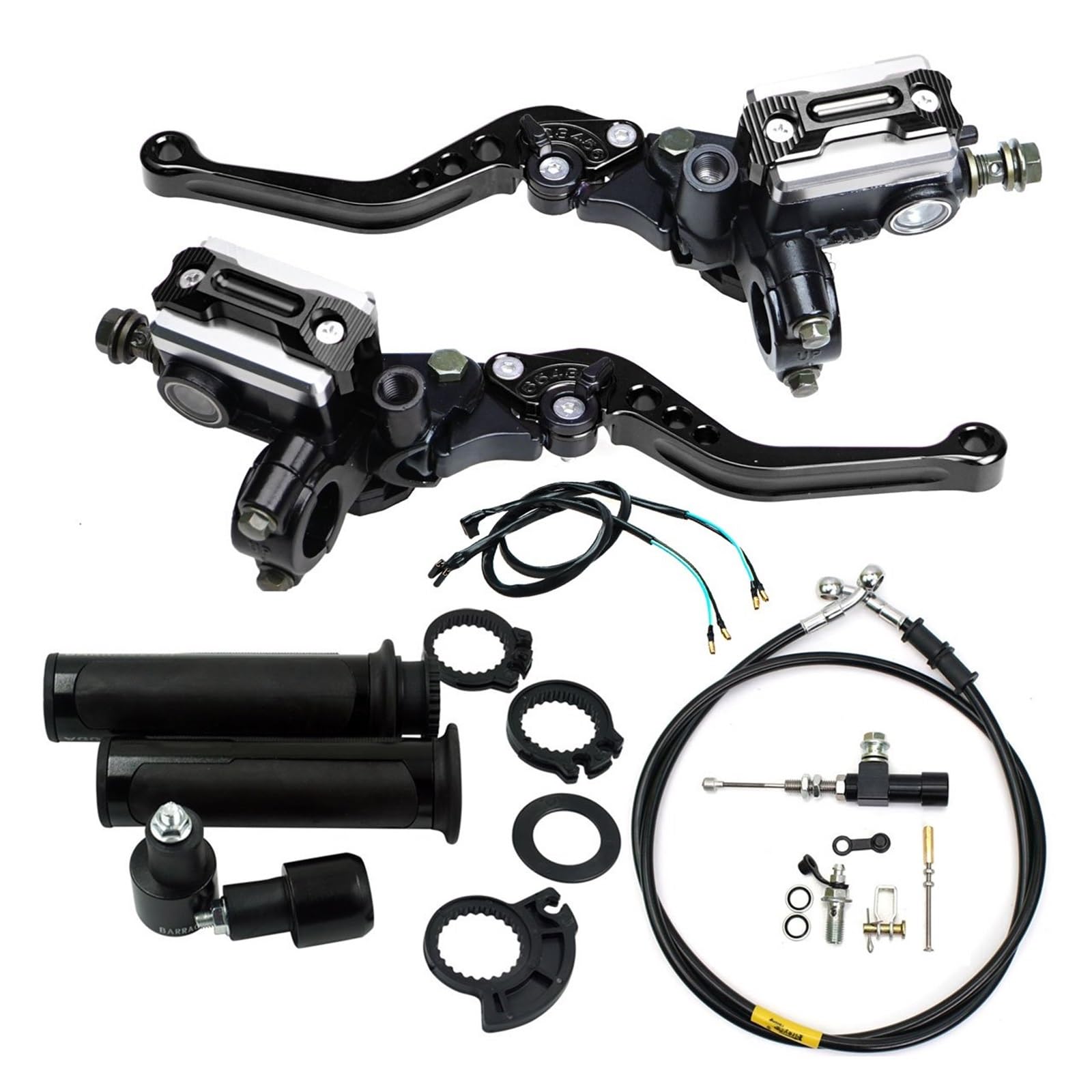 Iukmr Black Motorcycle Clutch Brake Lever Universal Motorcycle Hydraulic Clutch Kit Brake Levers Master Cylinder Reservoir With Grip Hose(Black)
