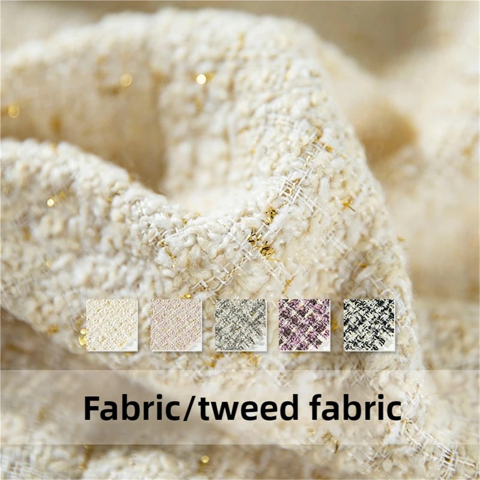 Tradycyjna tkanina tweedowa, Tweed Fabric Wool Polyester Multicolor 100x150cm(Color-04)