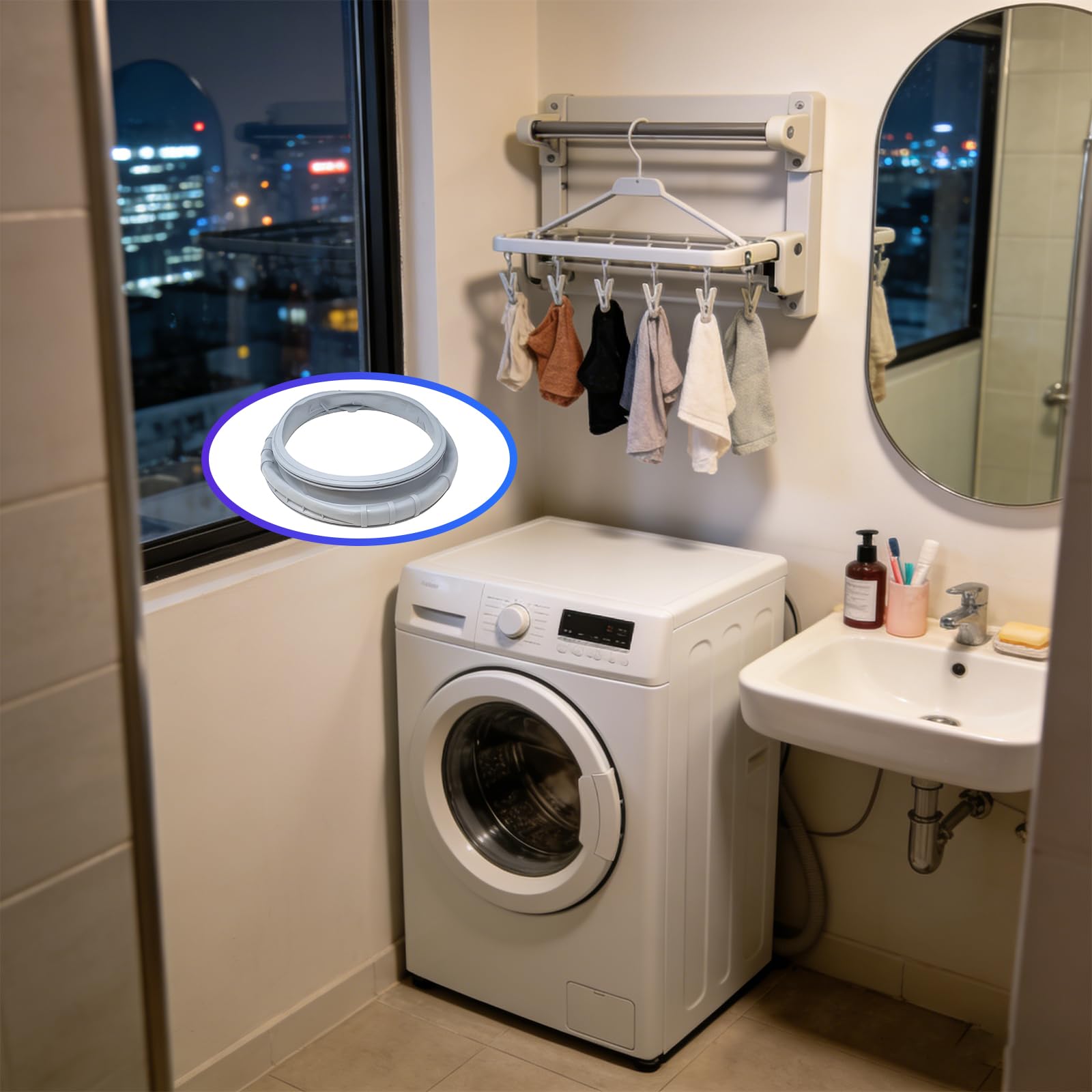 Lavadora Lavadora de Puerta para protección de máquinas, supresión de Ruido y prevención de daños a la Ropa en ciclos, Junta de Puerta