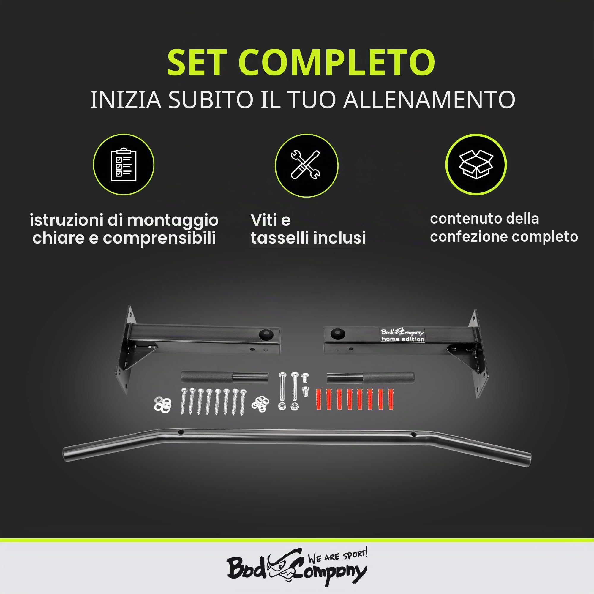 Bad Company Sbarra per trazioni Professionale | Sbarra per Il Montaggio a Parete o al soffitto, Portata Fino a 350 kg | Compreso Materiale di Montaggio | BCA-44 e BCA-45