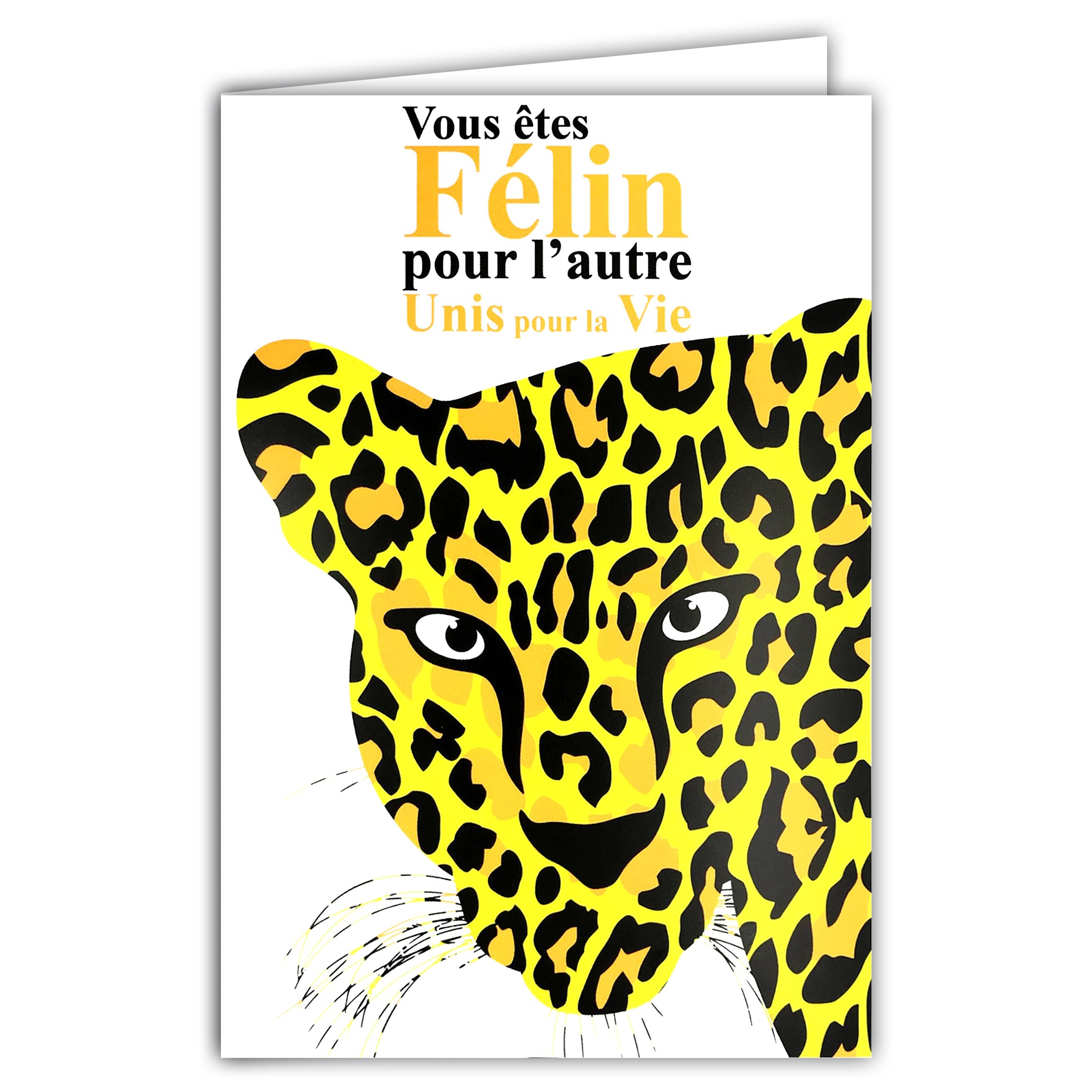 69-8138 Neon Card Congratulations Union PACS Wedding You Are Feline for the Other Couple United for Life Leopard – With Envelope 12 x 17.5 cm – White Interior – Fluorescent Inks – Created and Made in