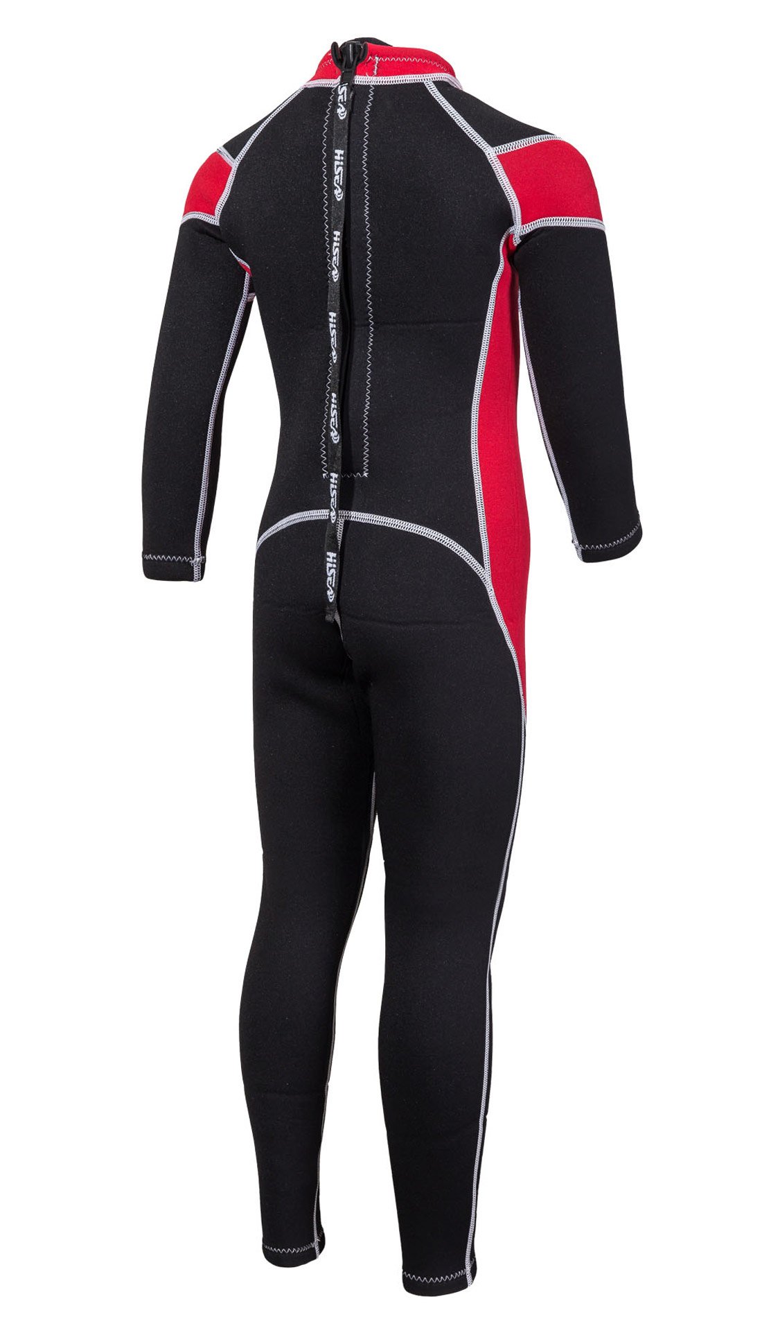 HISEA Enfant Combinaison de Plongée en Néoprène 2.5MM Anti UV pour Natation Plongée Sports Nautiques Noir et Rouge Age Adapté 10-11 Ans