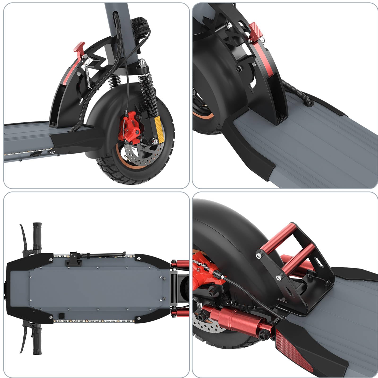 800W Trottinette Électrique Adulte - 10" Tout Terrain Trotinette Electrique Pliable Autonomie 30-40KM,Batterie 48V 12.5Ah Escooter Double Suspension Double Frein Scooter Charge 120kg