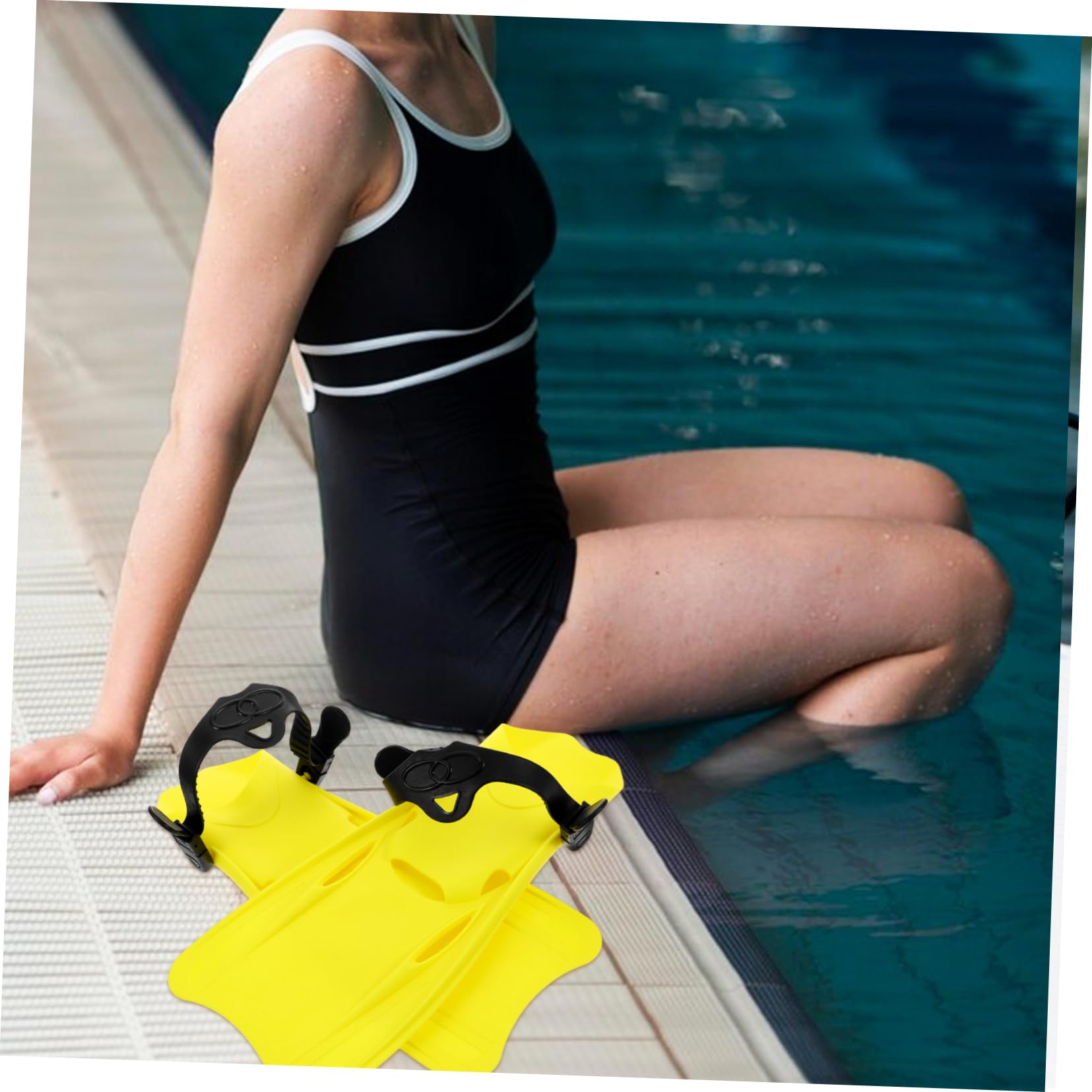 Aletas de Snorkel de Entrenamiento 1 Par, Amarillo TPR PP Ajustable | Fiesta Verano, Equipo de Buceo y Snorkel para Playa, Talla L 39-43, Experiencia de Natación Mejorada