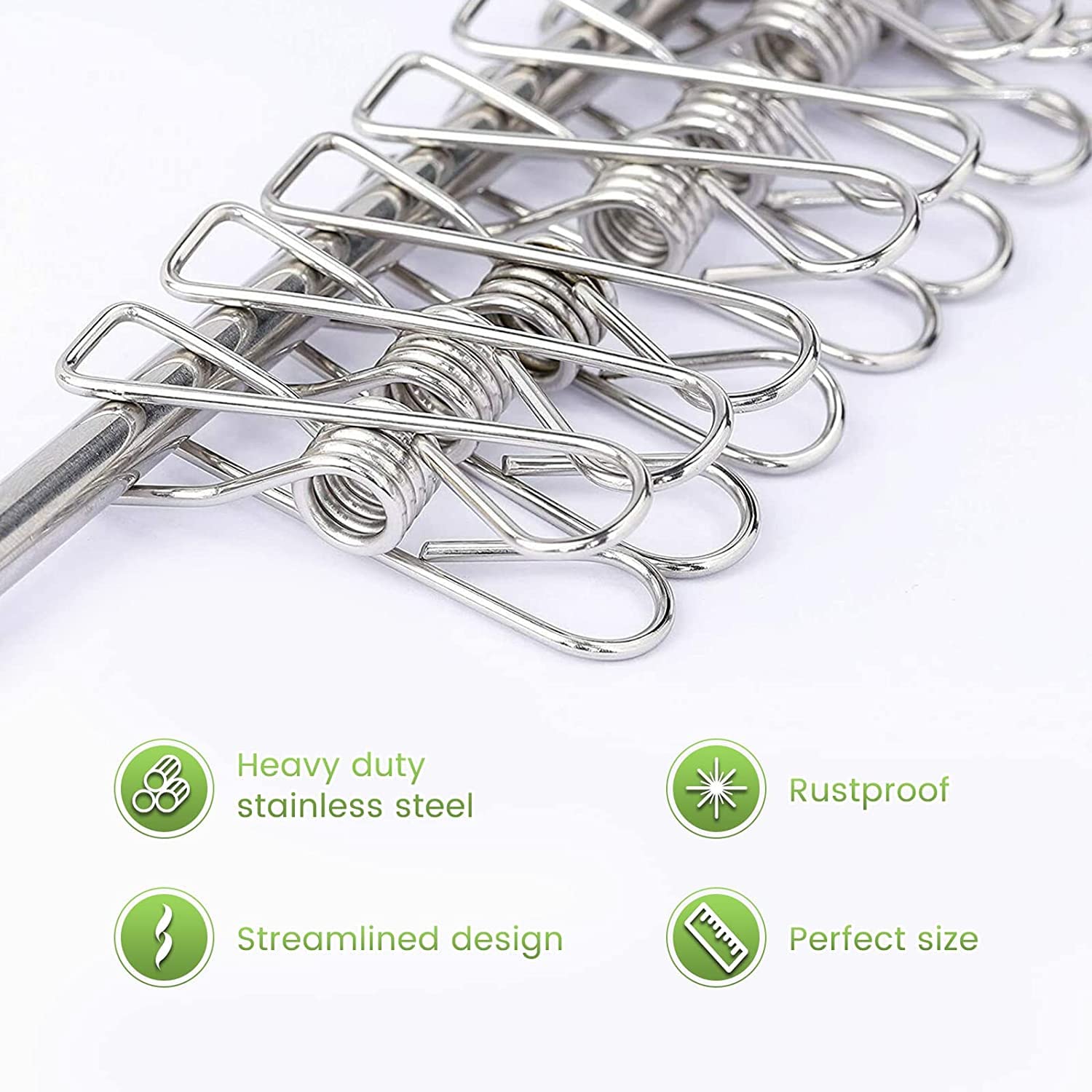 100 Mollette In Acciaio Inox Vicloon - Clip Per Bucato, Biancheria E Uso Domestico, Multiuso - Foto 12