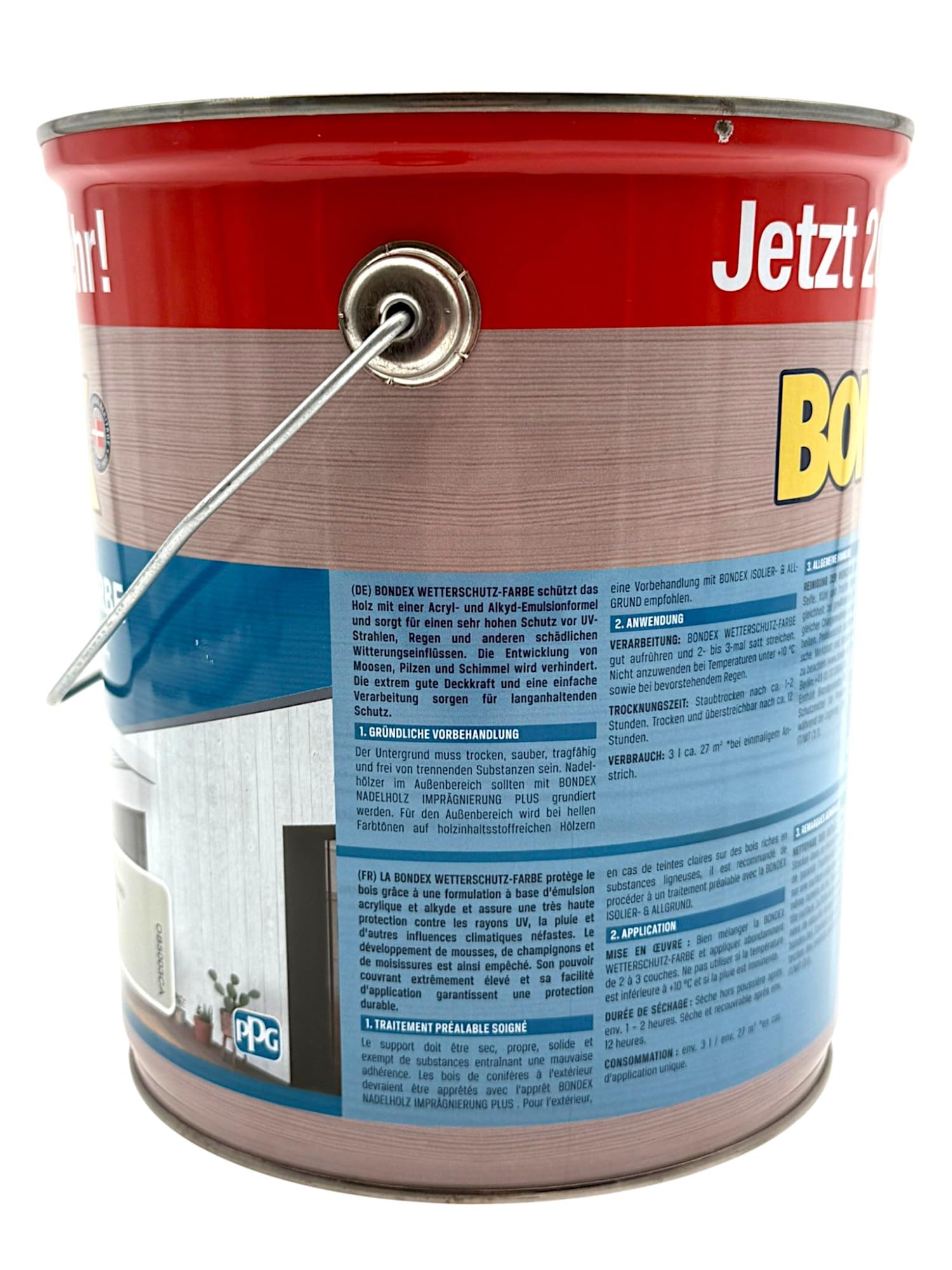 zbs24 Bondex Wetterschutzfarbe für Außen, atmungsaktiv, bis zu 10 Jahre Wetterschutz, extreme Deckkraft, einfache Verarbeitung, für Holz, inkl. 3-teiliges Pinselset (achatgrau RAL7038, 3 Liters)