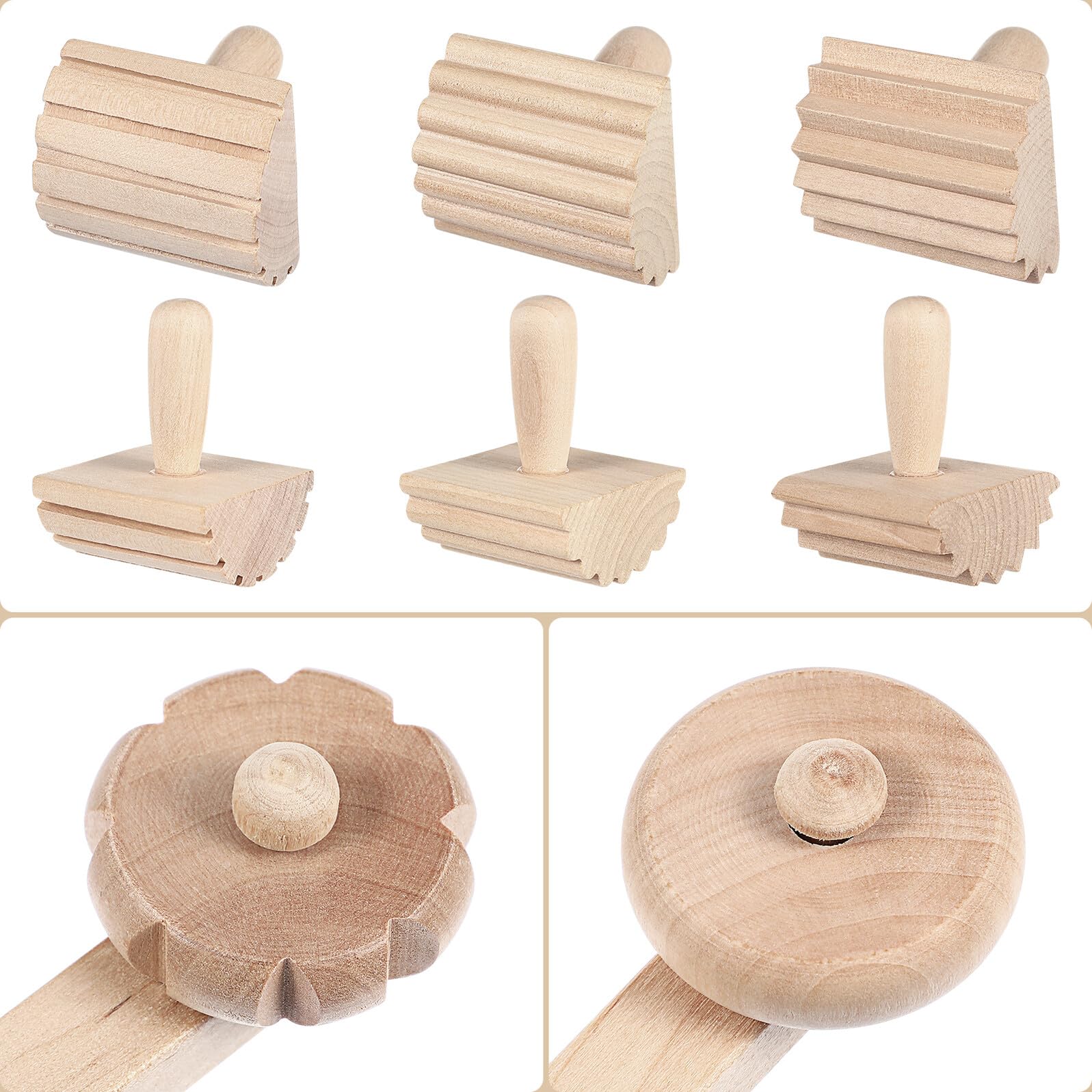 Outil en Pâte à Modeler pour Garçon et Filles , Lot de 1 Set de Bois Beige