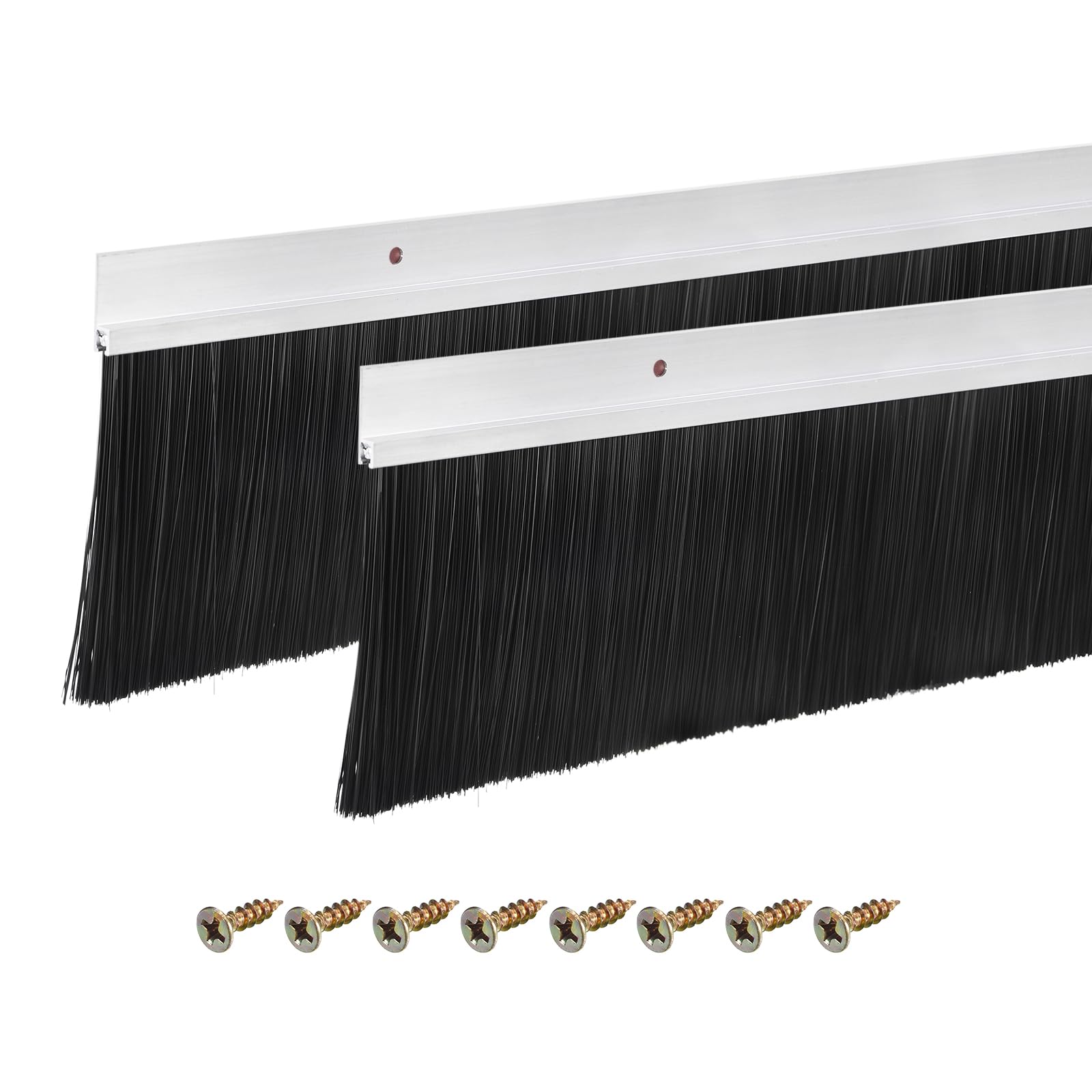 sourcing map 2Pcs Cepillo de Puerta con Base de Aleación de Aluminio en Forma de H y Cerdas de Nylon de 90mm para Hogar, Industrial (1000mm L x 115mm W, Plata)