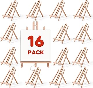 16 Pack Beechwood Table Easel (11.8 Inch), Easel Stand for Painting Canvases and Art, Painting Party Easel, Kids Student Tabletop Easels for Painting, Portable Canvas Photo Picture Sign Holder
