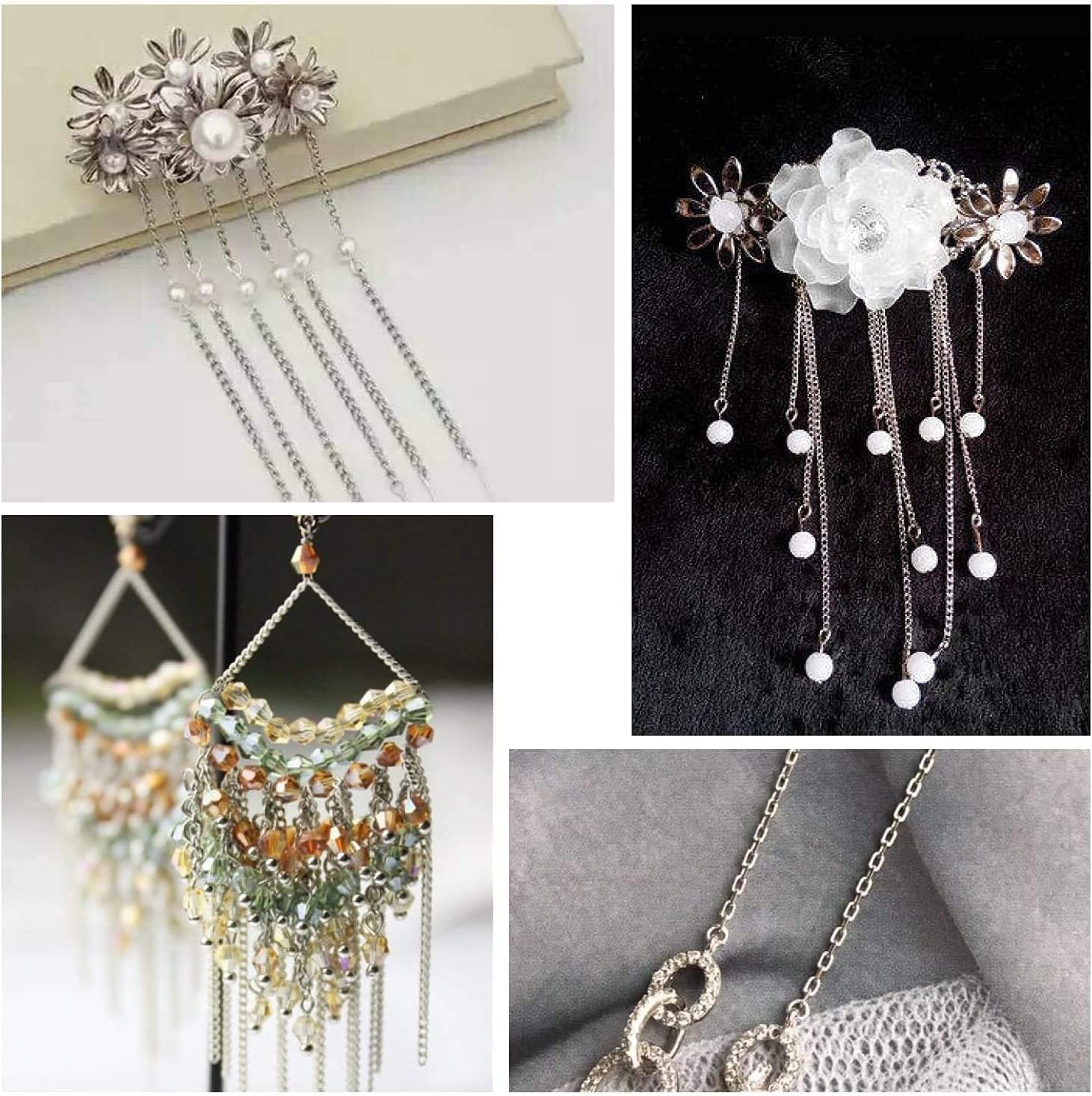 10 Metri 33 Piedi Catenine per Collane Fai da Te, Larghezza 1.5 mm Catene per Gioielli con 20 Fermagli per Aragosta e 40 Anelli di Salto per Fai-da-Te Forniture Gioielli Braccialetti(Argento)