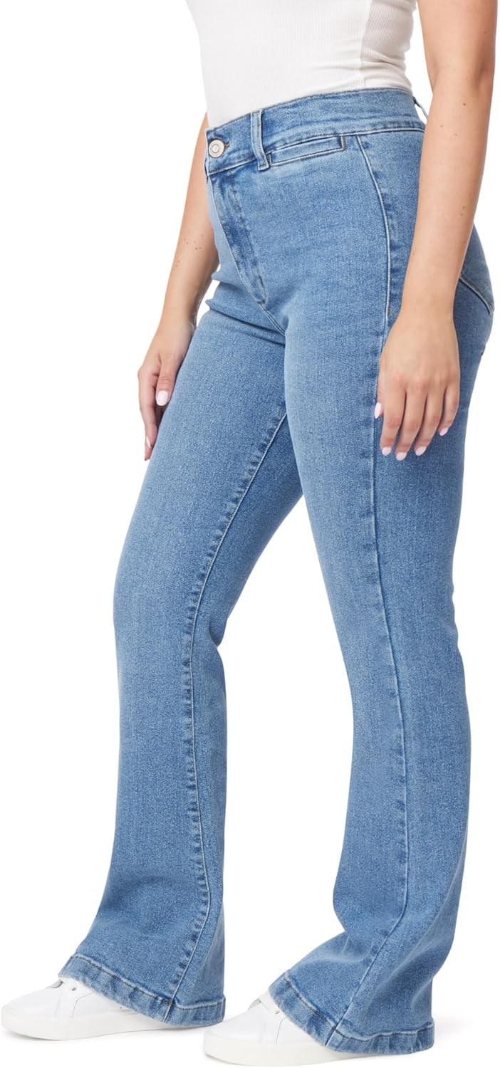 kensie Jeans for Women High-Rise Welt Flare 32-Inch Inseam, Size 0-14 - Image 2