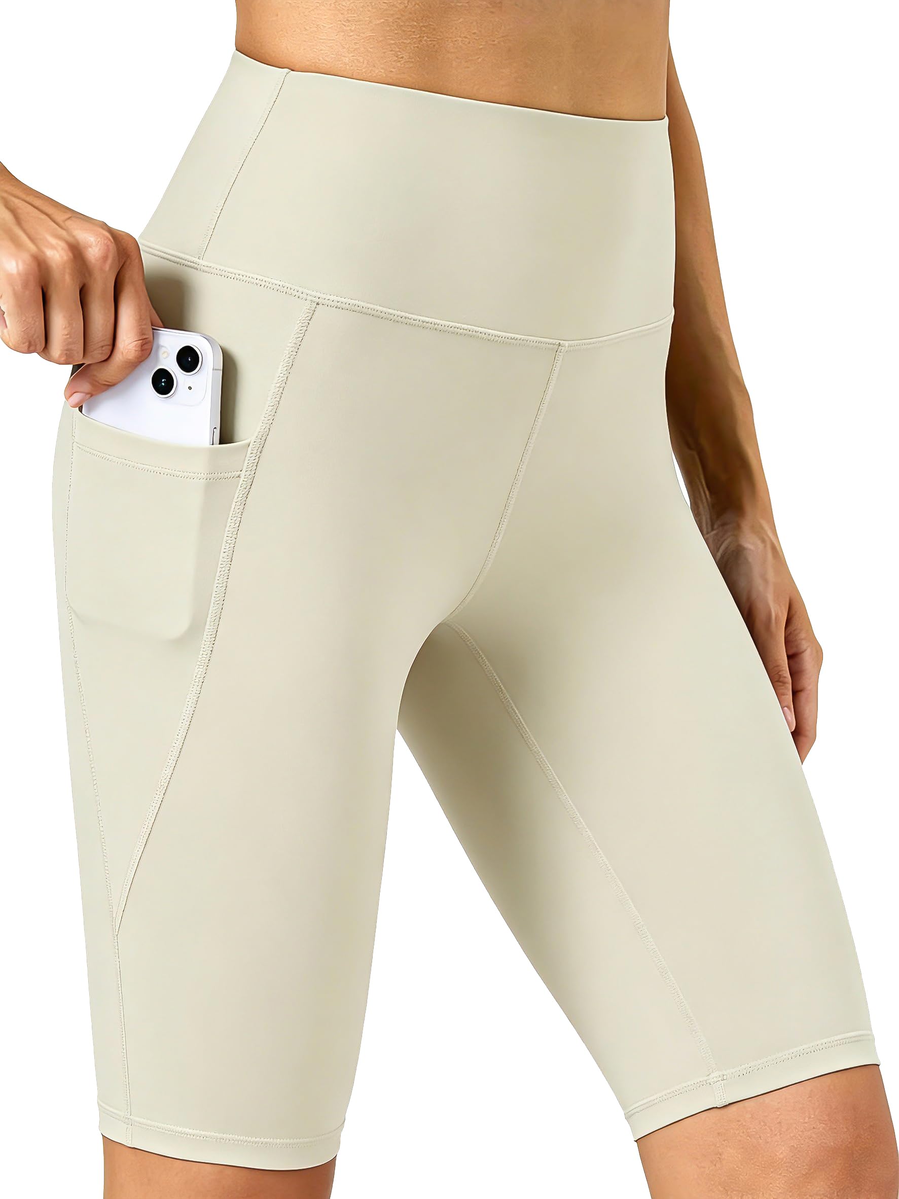 Enjoyoga Kurze Leggings Damen mit Tasche - High Waist Radlerhose Sporthose Laufhose Sport Yoga Shorts für Sommer