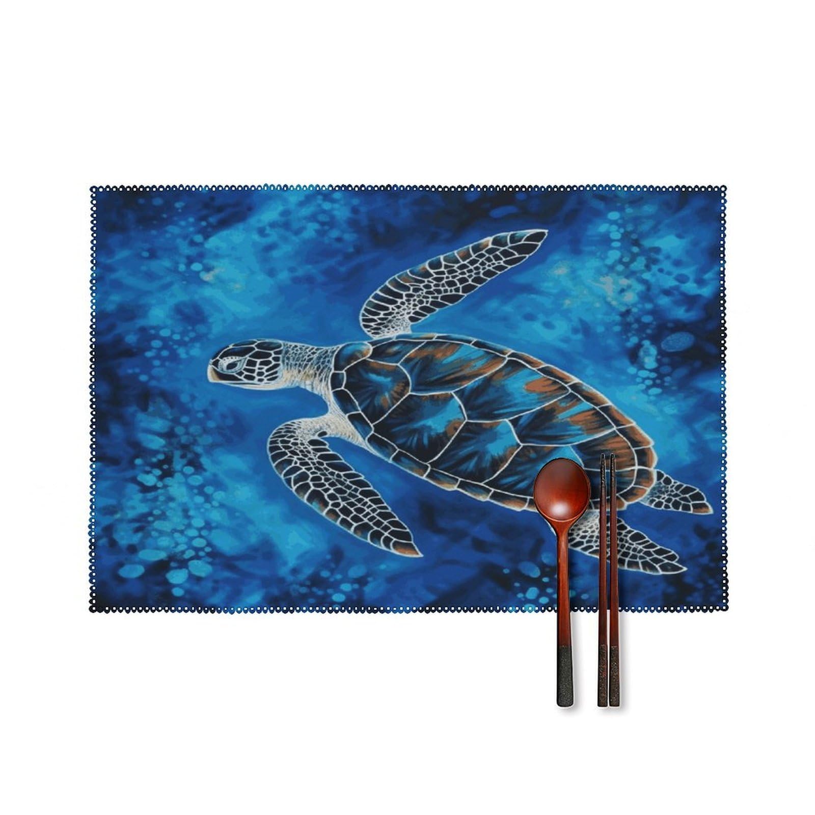 Fekiloot Style Sea Turtle-Blue Placemats Set Of 6,Table Mat