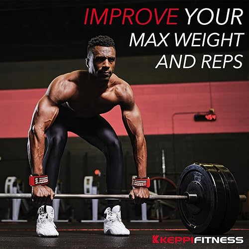 Miniatura 2 de Keppi Empuñaduras de levantamiento de pesas PRO con correas de muñeca, muñequeras resistentes para tirar de peso muerto, gimnasio, entrenamiento,