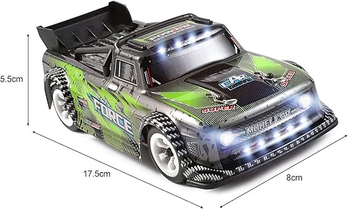 Miniatura 7 de Auto a control remoto escala 1/28, camión RC todoterreno, grado pasatiempo, 18.6 mi/h, velocidad rápida, vehículo RC con luces y chasis de metal,