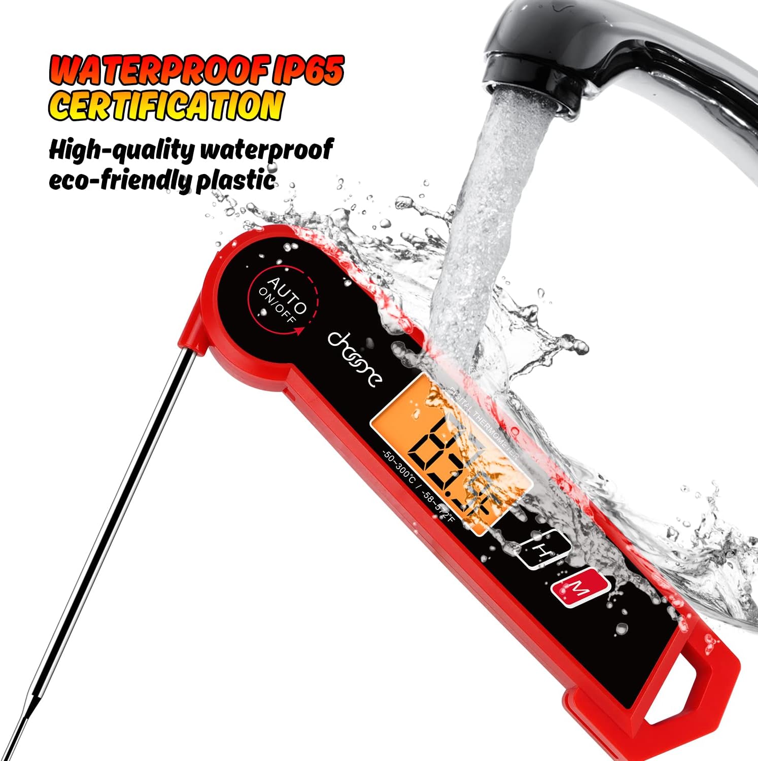 review Chooone Waterproof Instant Read Meat Thermometer with Probe, Meat Temperature Thermometer with Backlight & Calibration, Digital Cooking Food Meat Candy Thermometer for Grill Candy Kitchen BBQ Smoker